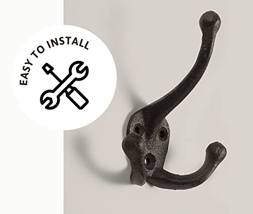 7 Decorative Cast-Iron Triple Coat Hook with Lacquer Finish