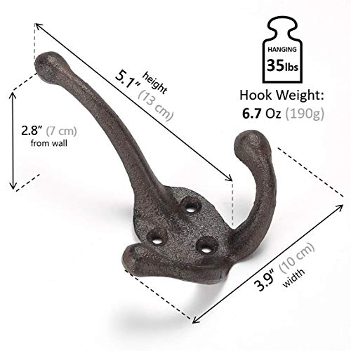 Cast Iron Hook Heavy Duty Coat Hangers Clothes Hooks Decorative for Hanging  Coats Wall Package Rack 